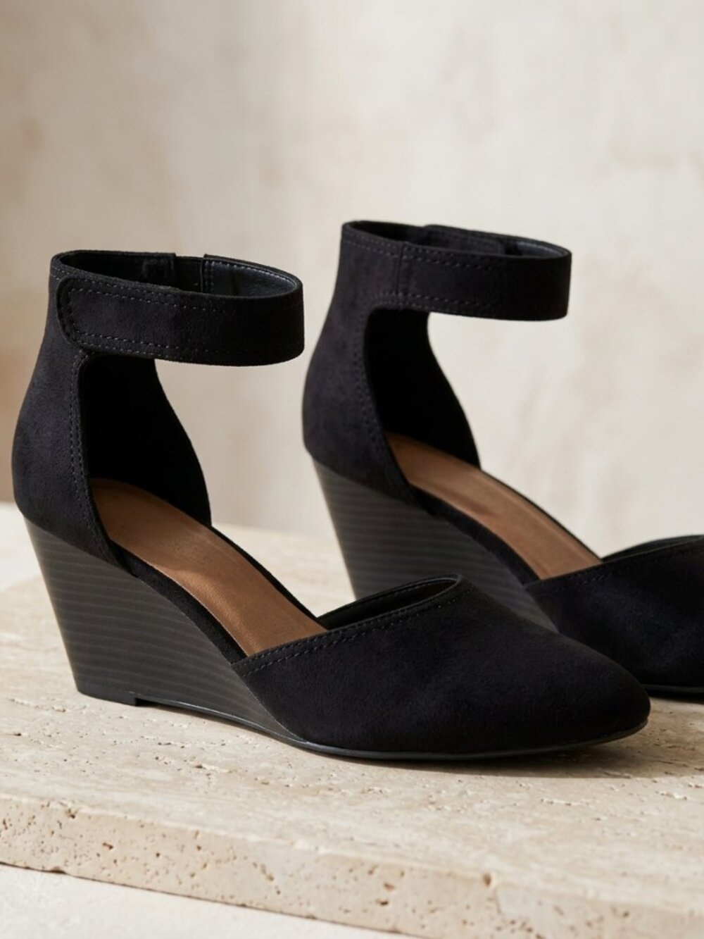 Style & Co Black D'Orsay Ankle Strap Wedge Pumps Size 10 NWOB